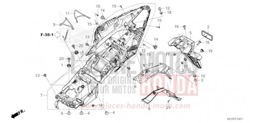 GARDE-BOUE ARRIERE (2) CB500FAT de 2026